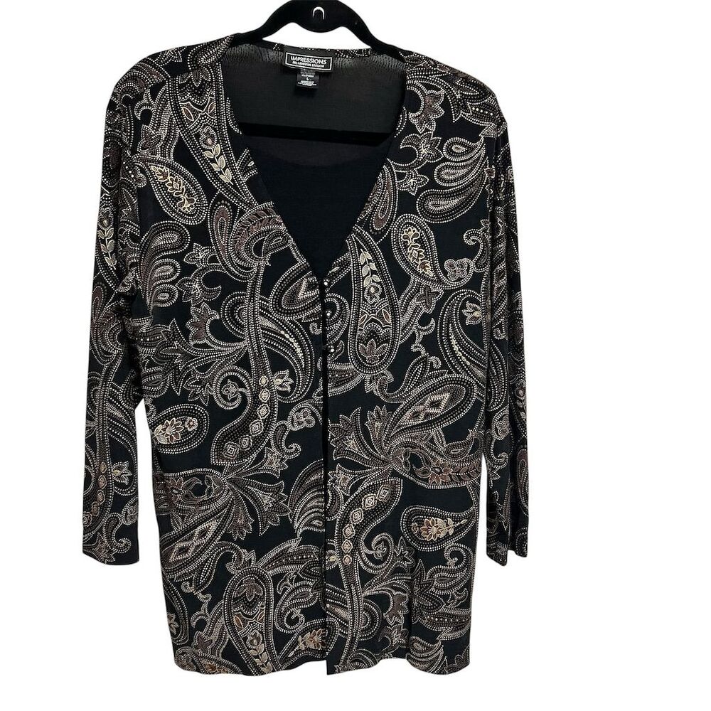 Impressions Millenium Edition Women's Paisley 3/4 Sleeve Blouse L Multicolor